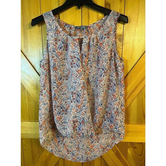 Daisy Fuentes Sheer Floral Keyhole Blouse Sleeveless Scoop Neck Size Medium (892 - Picture 1 of 4